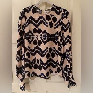 Ulla Johnson Black and Cream Patterned Blouse